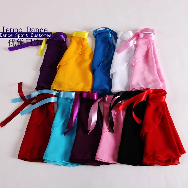 11 Colors Girls Sheer Wrap Ballet Tutu Dress Kids Dance Skate Over Scarf Dance wear With Tie Waist Chiffon Dance Skirt