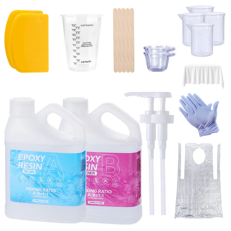 Crystal Clear Epoxy Resin Kit Bubble-Free Anti-Yellowing Self Leveling Easy Mix 1:1 Casting Resin for Table Top Jewelry DIY