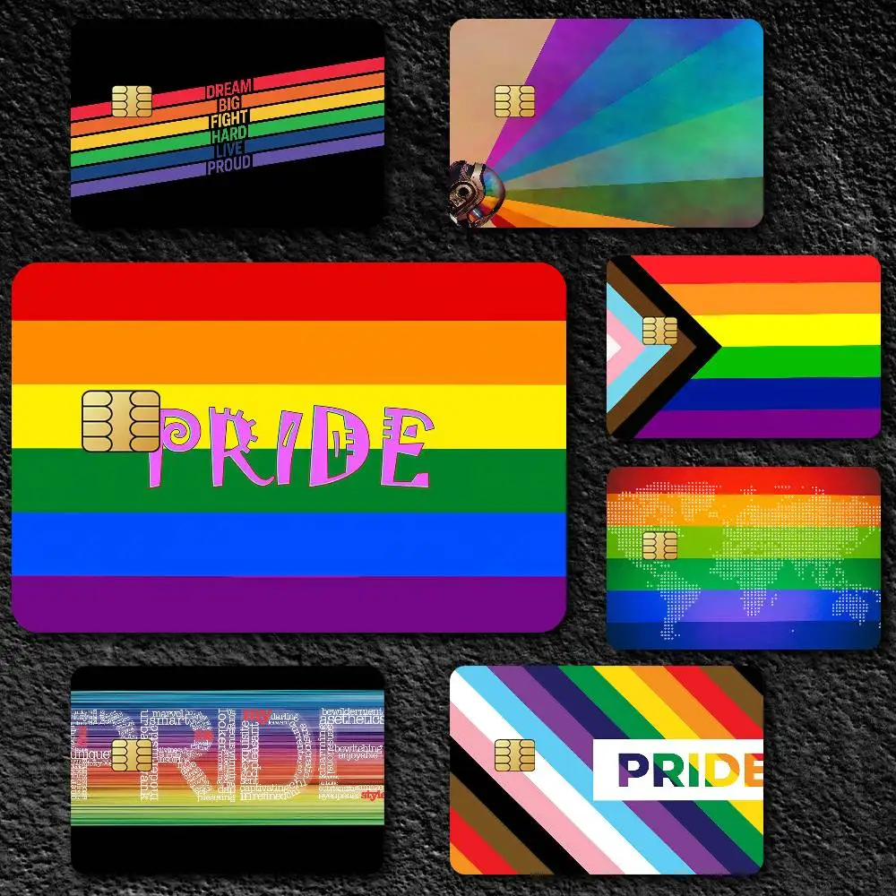 Flag Homosexual Rainbow Waterproof Film Skin Card Stickers Cover Credit 4PCS Debit Front Decoration Bank Bus Pass