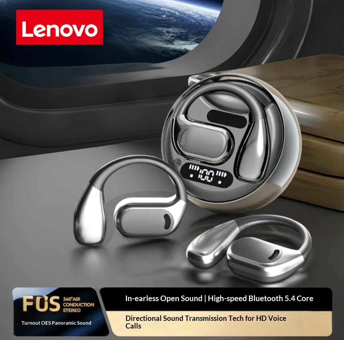 Наушники Lenovo AI-перевод OWS с открытыми наушниками Bluetooth 5.4 ENC, поддерживающие перевод в реальном времени через 144 языков Наушники Lenovo AI-перевод OWS с открытыми наушниками Bluetooth 5.4 ENC, поддерживающие перевод в реальном времени через 144 языков