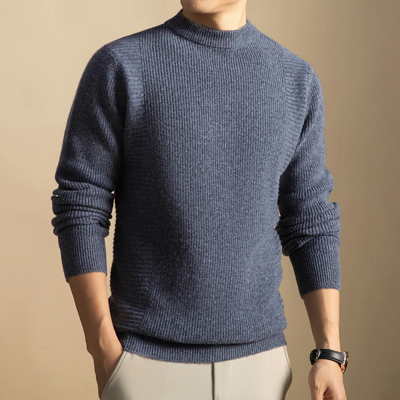 

Ture 100% Sheep Wool Basic Clothes Men 2025 Winter Luxury Thick Cashmere Wool Jumper Pullover Warm Knit Sweater Long Sleeve Tops