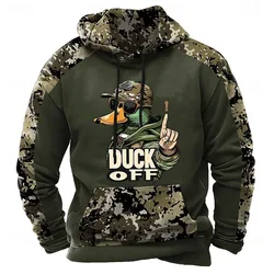 Duck Off zabawna bluza z kapturem w kamuflażu odzież męska Outdoor Sport modny płaszcz z kapturem 3D drukowany wzór kamuflażu bluzy myśliwskie 2025