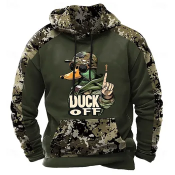 Duck Off-Sudadera con capucha de camuflaje divertida para hombre, ropa para deportes al aire libre, abrigo con capucha de moda, estampado 3D de camuflaje, sudaderas con capucha de caza 2025