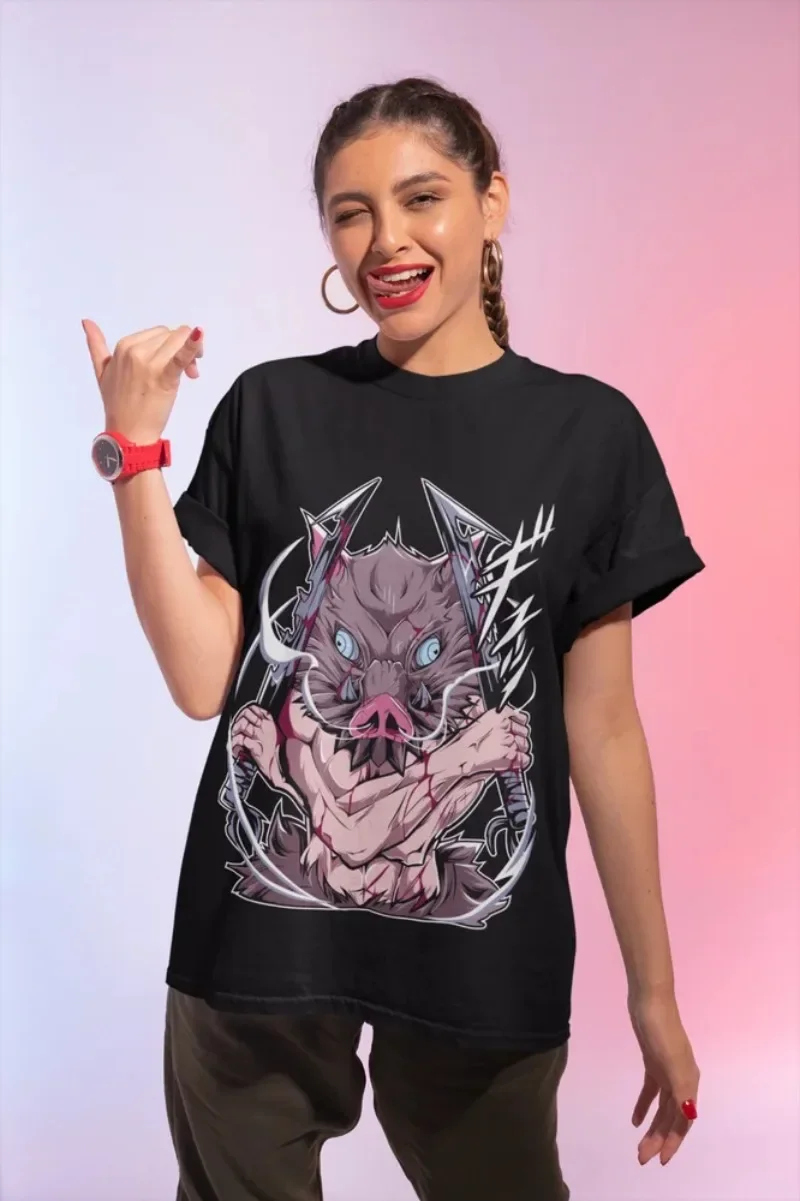 Inosuke T-Shirt Demon Slayer Kimetsu No Yaiba Anime Manga Gift Shirt All Size Harajuku Y2k Top Graphic TShirts Oversized T Shirt