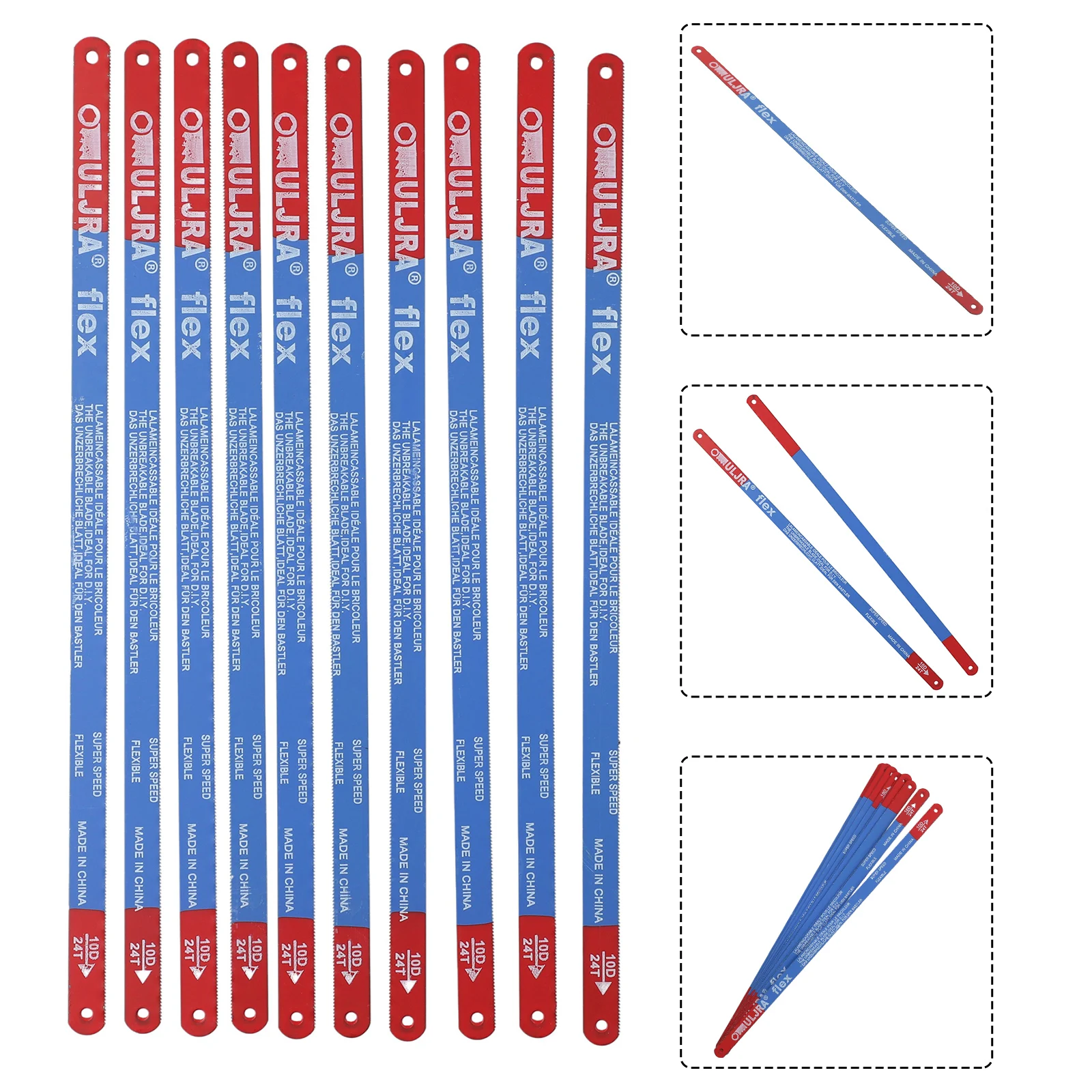 Juego de hojas de sierra de mano bimetálicas, herramientas de corte para carne/madera/carpintería, 10 piezas, 300mm, 14T, 18T, 24T