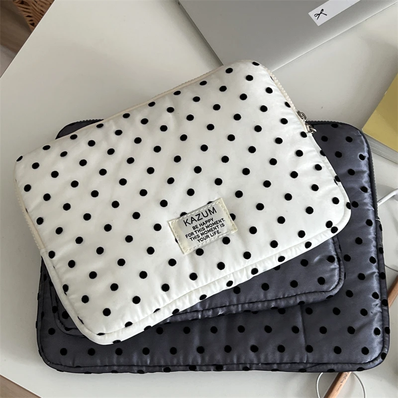 Korean Polka Dot Tablet Sleeve Bag 9-11 Laptop Sleeve Bag 13 14 15 15.6 Inch For MacBook Dell Acer Samsung Notebook Tablet Pouch