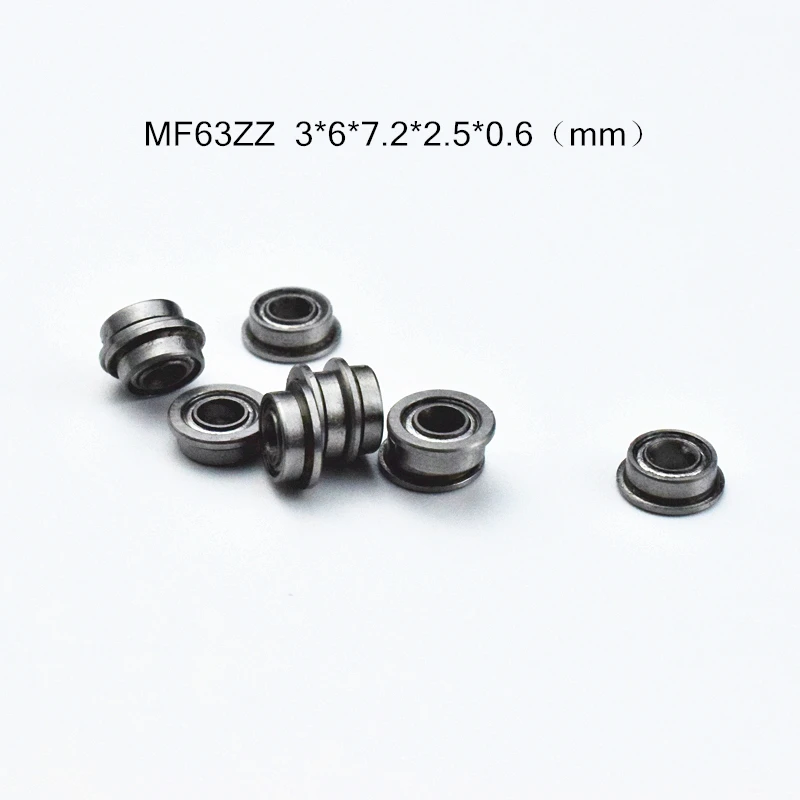 MF63ZZ 10pcs 3*6(7.2)*2.5(mm)  chrome steel Metal Sealed  Flange Bearings