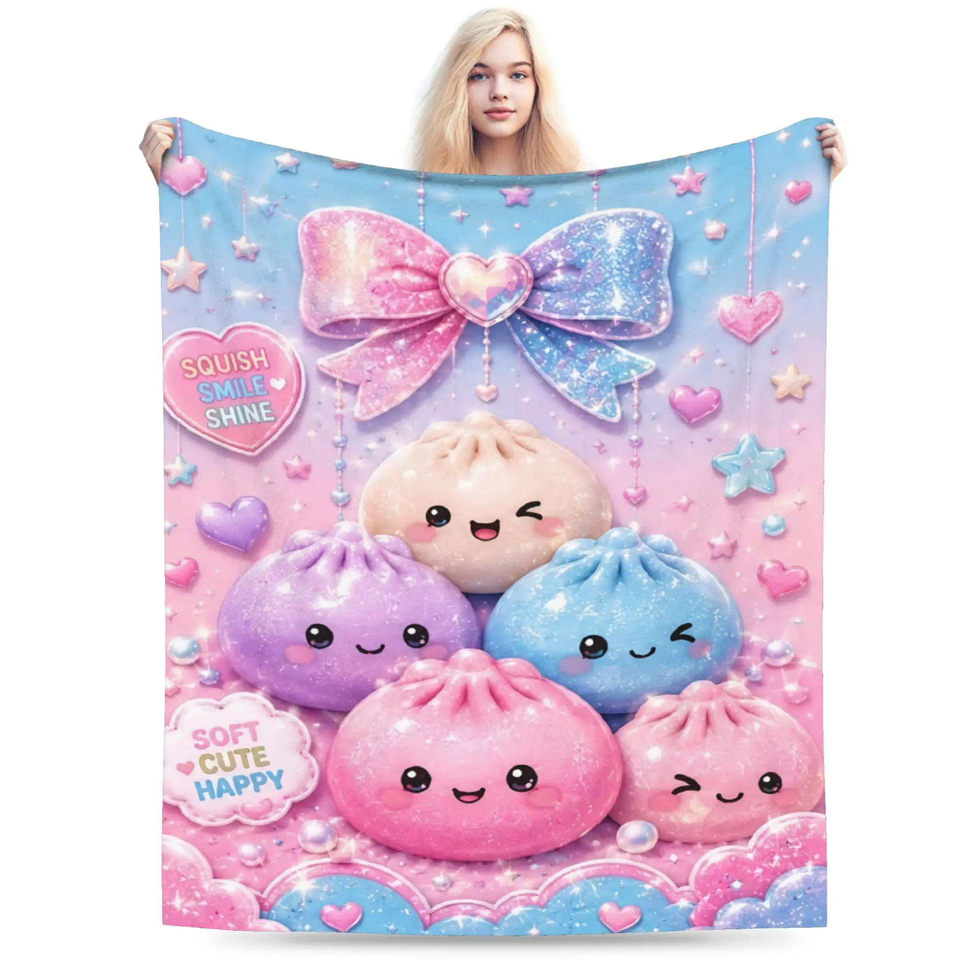 Cartoon Dumpling Blankets Flannel  Relax Lightweight Thin Throw Blankets for Bedroom Bedspread