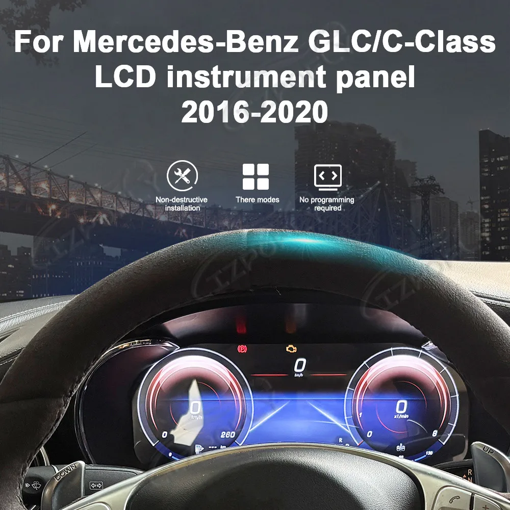

Для Mercedes-Benz GLC/C-Class 2016-2020 скоростной автомобильный ЖК-дисплей приборная панель цифровой кластер виртуальный кабин приборная панель одометр скорости