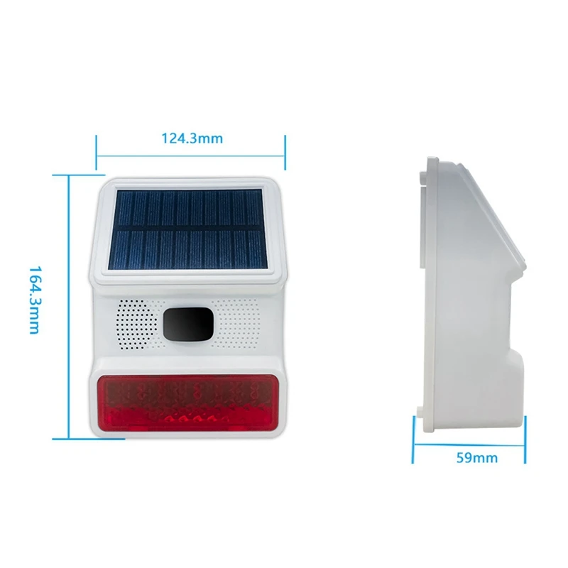 Alarme Solaire Sans Fil Rechargeable 433 Z, Couleur Blanche, Détection du Corps Humain, pour l'Extérieur, 1 Pièce