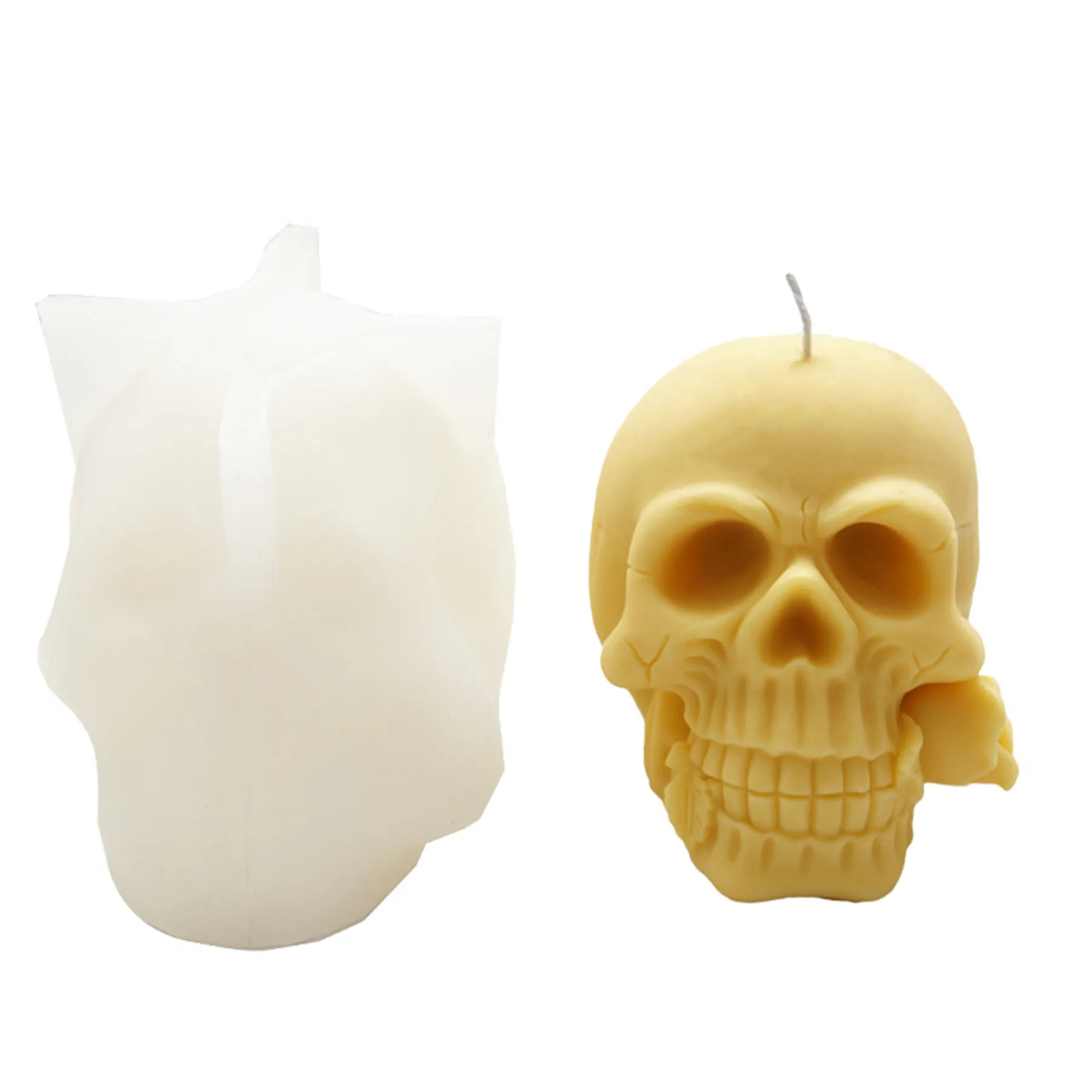 Skull Bite Rose Candle Wax Mold,Halloween Decoration Craft Silicone Molds,Crystal Epoxy Resin Aroma Plaster Stone Disffuer Mould