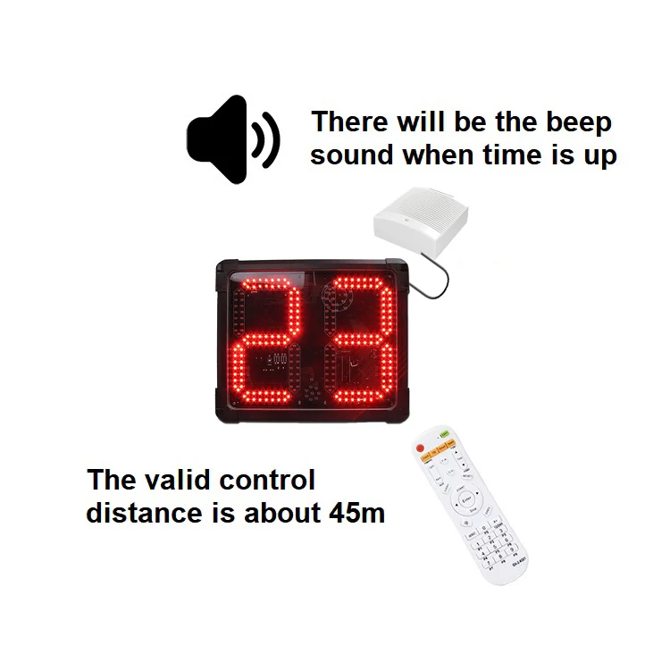 LED Count Up Countdown Counter, Electronic Display, Waterproof, 24S Seconds, Basketball Shot Clock, 8 Inch, 2 Digits