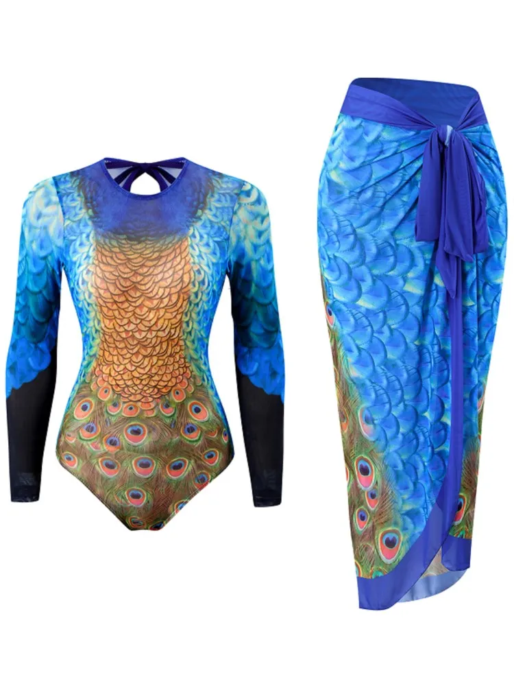 Maille rétro Bikini imprimé mode maillot de bain et couvrir avec jupe serré femmes pansement été plage luxe élégant 2026