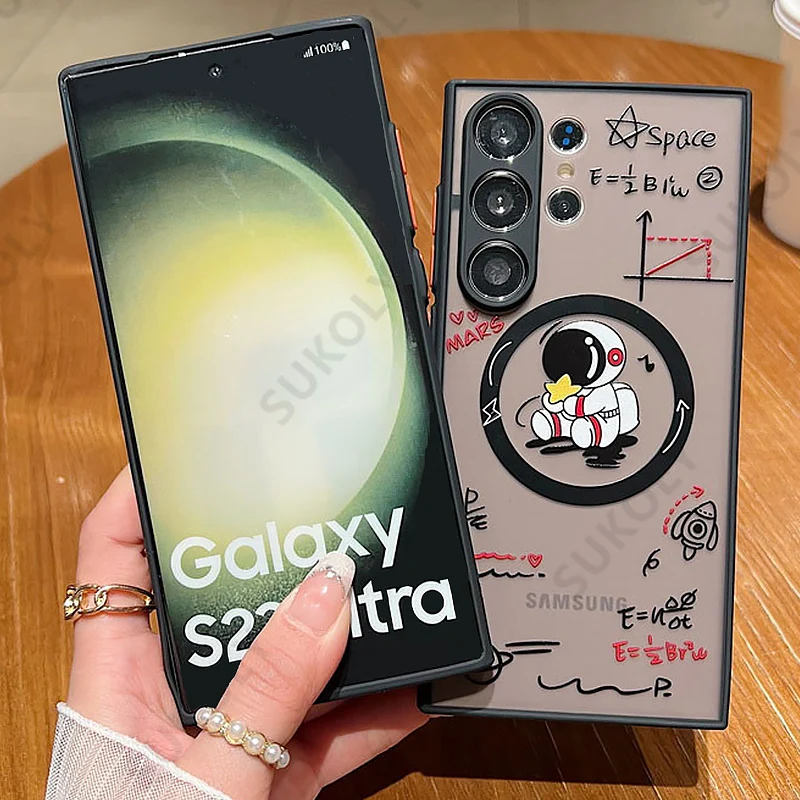 For Samsung Galaxy S25 Edge S24 S23 Ultra Plus S21 S25 FE S22 Astronaut Magsafe Charging Iron Ring Case Shockproof Bumper Cover - náhled 2