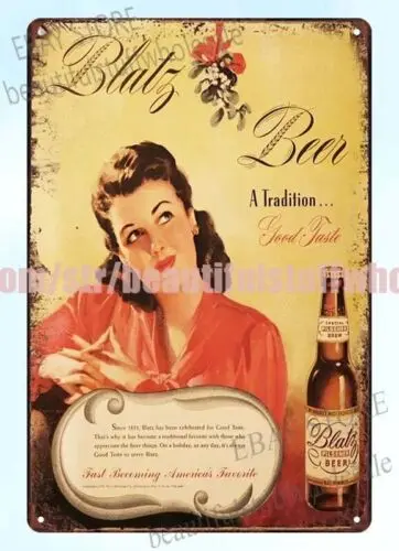 Decorative Collectibles wall art Blatz beer Bar garage bar decor metal tin sign