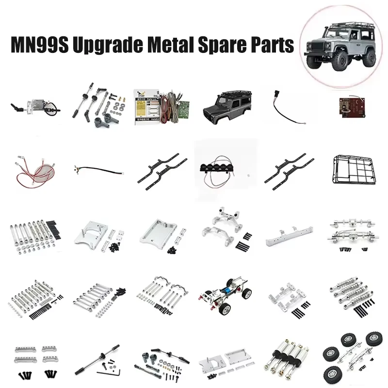 Metal MN86 MN98 MN99S1/12 Upgraded Aluminum Components Kit with Pull Rods Shock Absorbers Front & Rear Door Brackets for RC Car