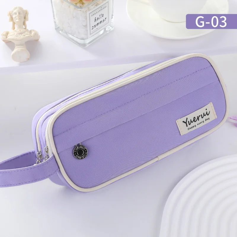 1 Piece Creative 3 Layer Pencil Case for Student Simplicity Korean Fashion Solid Color Pencil Bag High Capacity Stationery Bag