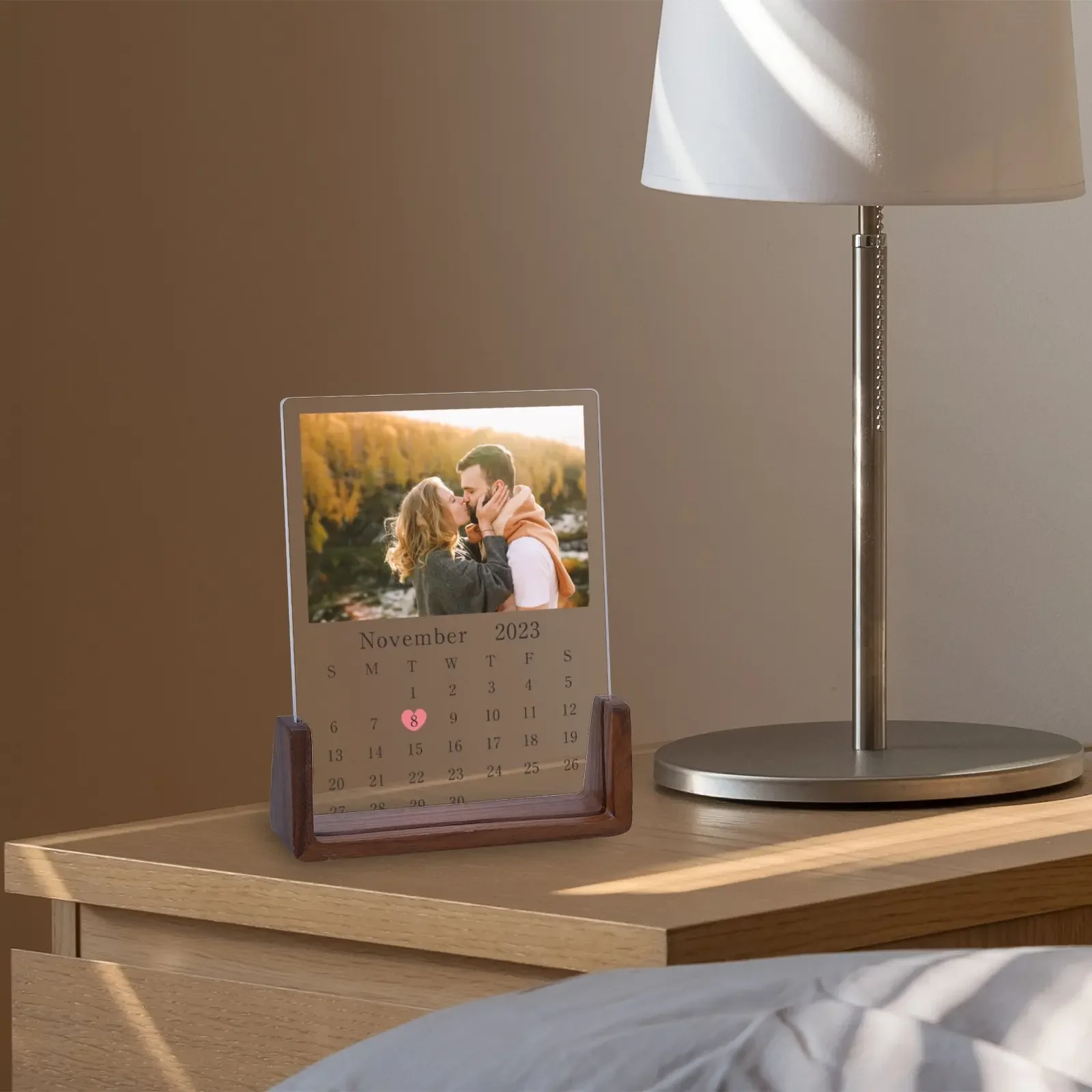 Custom Calendar Couple Photo Frame Wedding Anniversary Gift for Husband Wife Personalized Date Month Memories Desktop Display