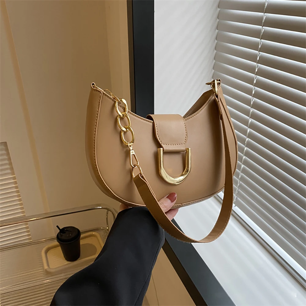 Fashion Underarm Bag for Women Simple Solid Color Single Shoulder Small Square Bag 2024 New Trendy Shopping Lady Handbags