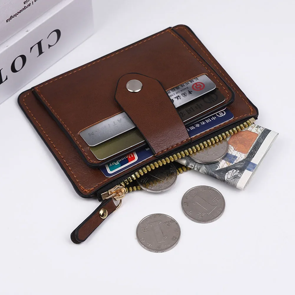 Luxury Small Men's Credit ID Card Holder Wallet Male Slim Leather Wallet with Coin Pocket Brand Designer Purse for Men Women