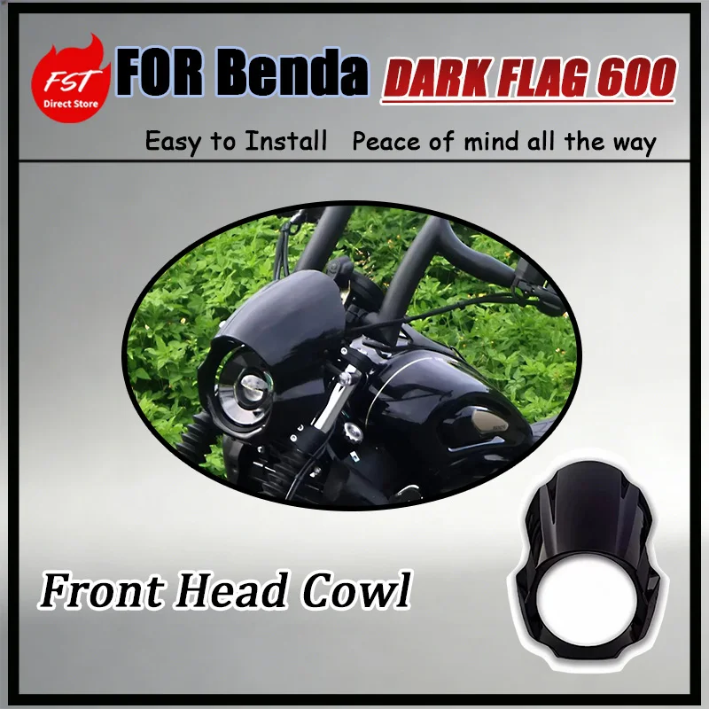 For Benda DARK FLAG 600 Retro Pig Head Windshield Curved Optics Non-Glare Long-Distance Cruise Windproof Front Windshield