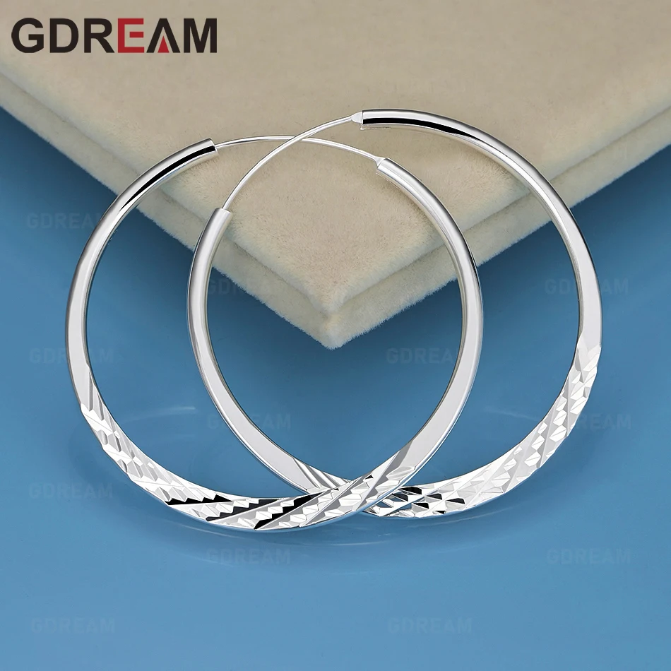 

GDREAM 925 Sterling Silver 40/45/50mm Large Embroidery Hoop Earrings With Fresh Design For Women'S Engagement Jewelry