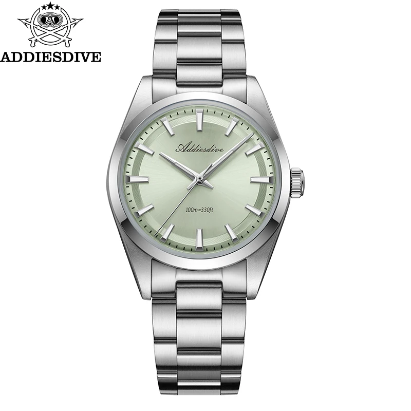 ADDIESDIVE Couple Watch Luxury Stainless Steel 10Bar Waterproof Luminous Quartz Watch Fashion 36mm Men's and Women's Watches