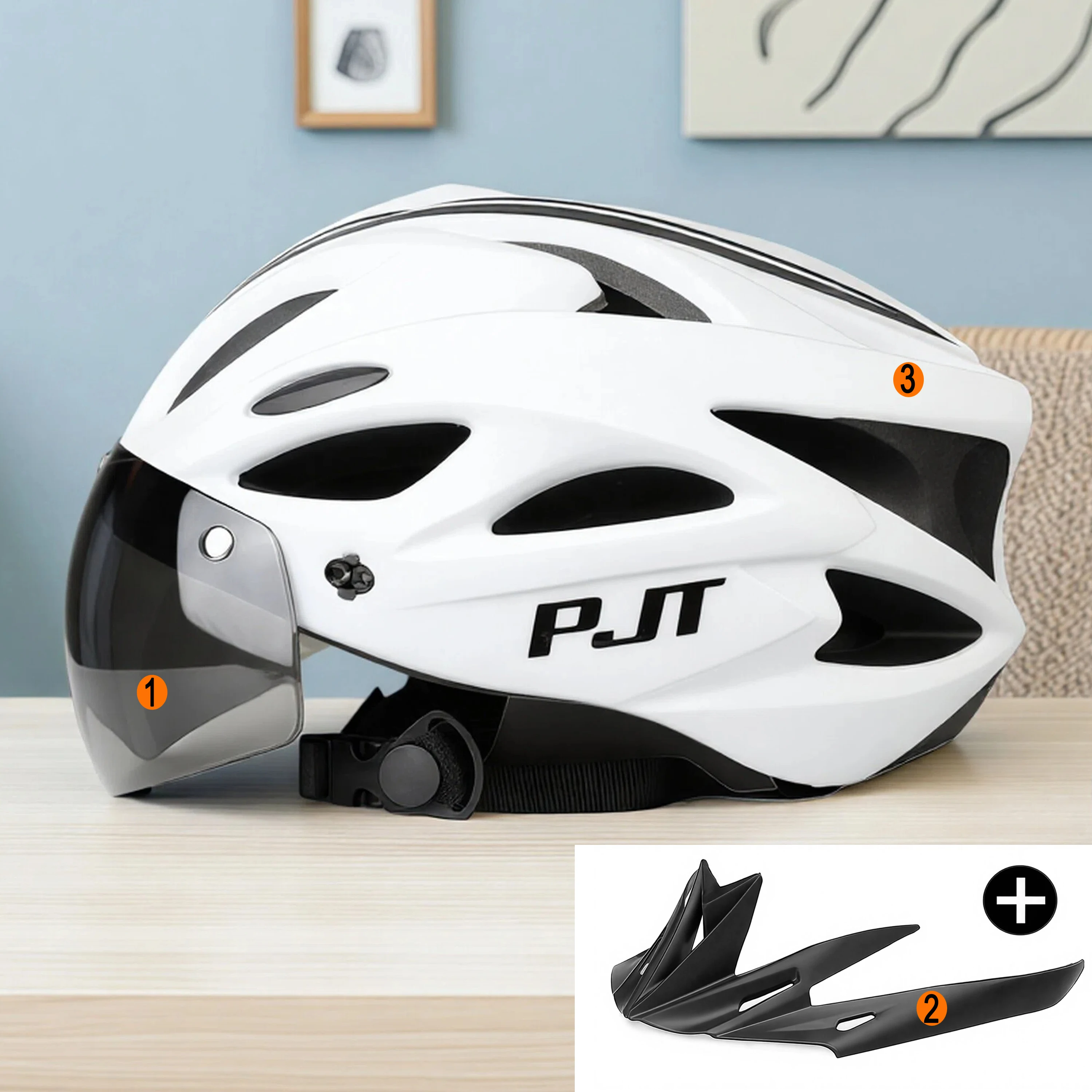 PJT Leichter, atmungsaktiver Fahrradhelm mit magnetischer Anziehungsschutzbrille, Linse, Fahrradhelm, frei umschaltbarer Fahrradhelm für Erwachsene
