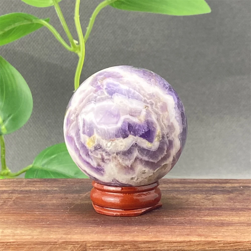 

Natural Fantasy Amethyst Ball Jand-polished Healing Spiritual Meditation Home Decoration Ornaments + Base