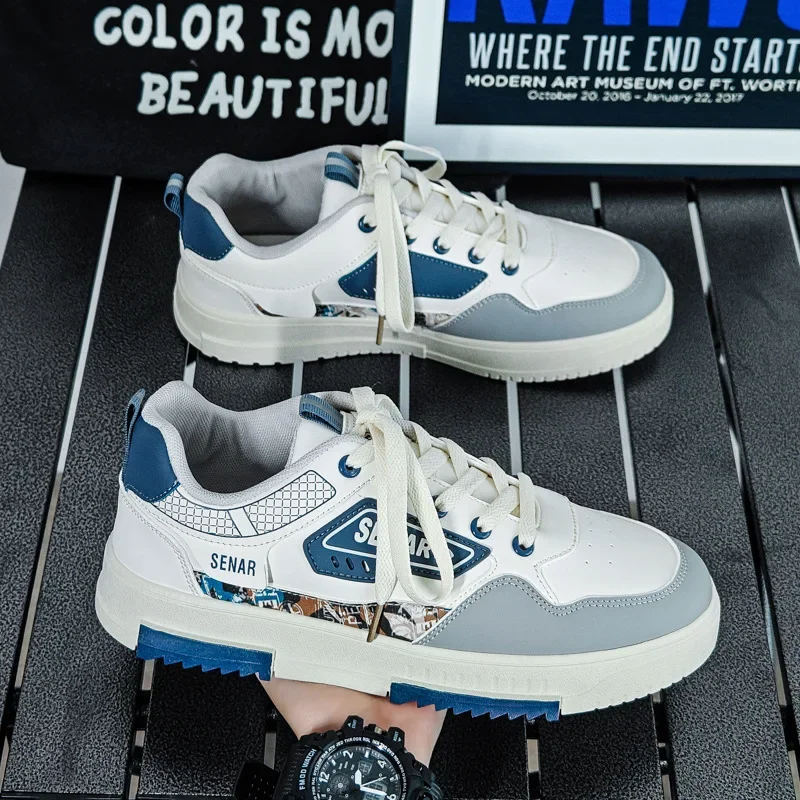 

2025 Fashion Men Casual Platform Sneakes Lace Up Trainers Student Sneaker Mens Vulcanized Shoes Tennis Sneakers Walking Footwear