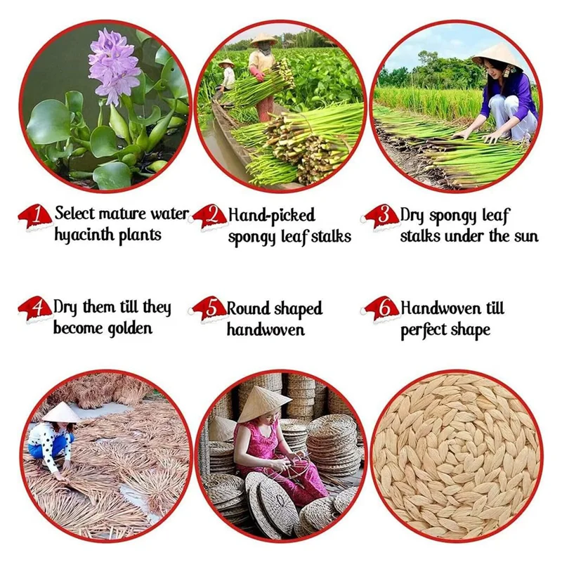 

Oval Woven Placemats, Natural Water Hyacinth Placemats , Straw Braided Rattan Placemats, 12X16 Inches 4Pack