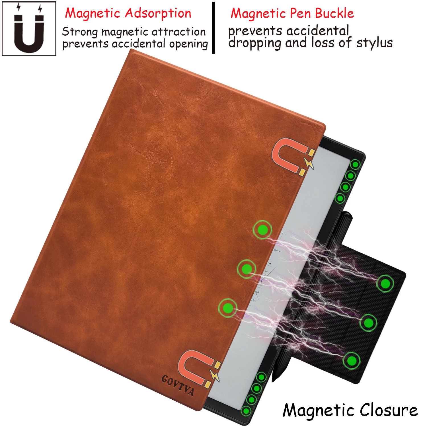 Magnetic Stand Case for Boox Tablet Note Air 4C / Note Air 3C E Ink Color ePaper Cover - Magnetic Pen Buckle, Auto Sleep/Wake