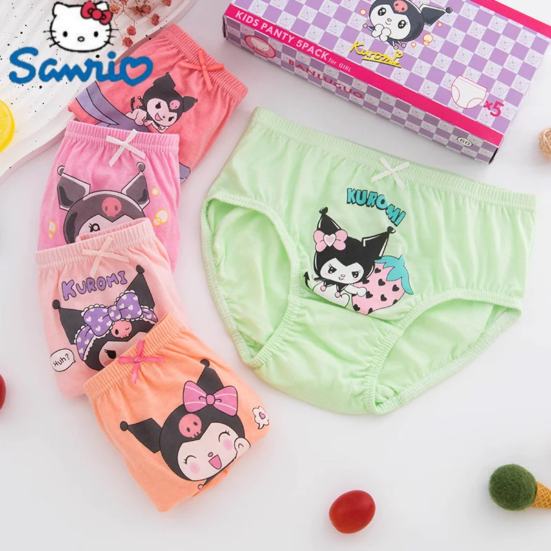 

New 5PCS Sanrio Kuromi Daughter Underwear Anime Cartoon Print Cotton Briefs Kawaii Cute Daughter Shorts Birthday Christmas Gift