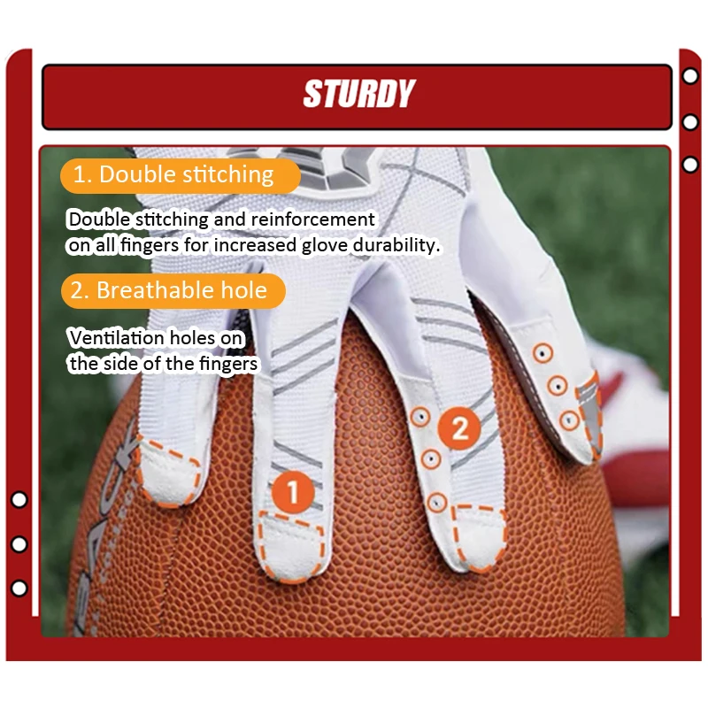 Rugby Gloves Breathable Non-slip Full Finger American Football Receiver Goalkeeper Gloves Rugby Accessories Sports Equipment