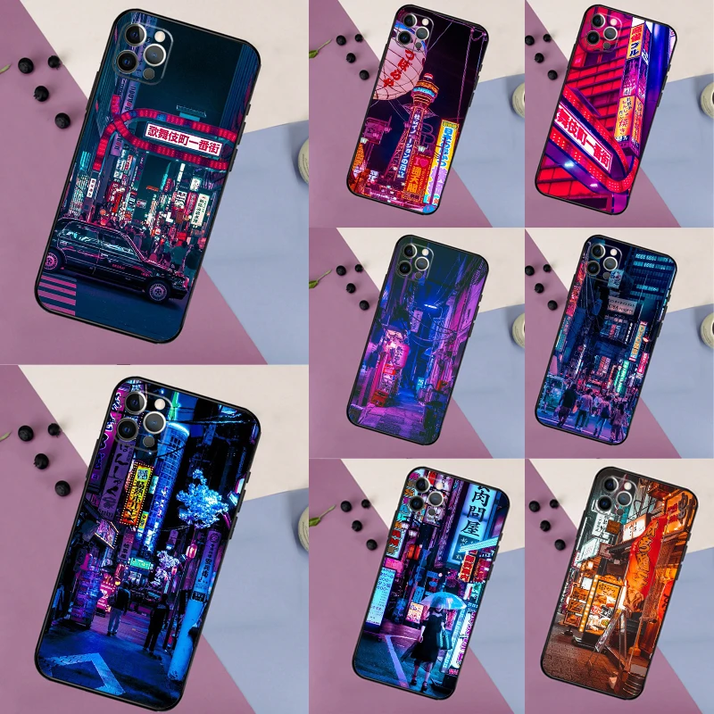 Neon Blue Cyberpunk Tokyo Street For Samsung Galaxy A16 A26 A36 A56 A53 A33 A13 A32 A52 A55 A35 A15 A54 A34 A14 A57 A17 Case