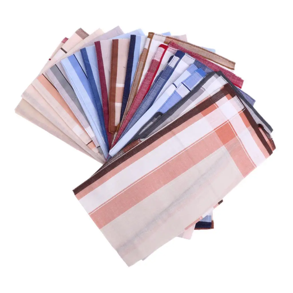 12x Cotton Vintage Striped Men Handkerchief Pocket Square Suits Hanky