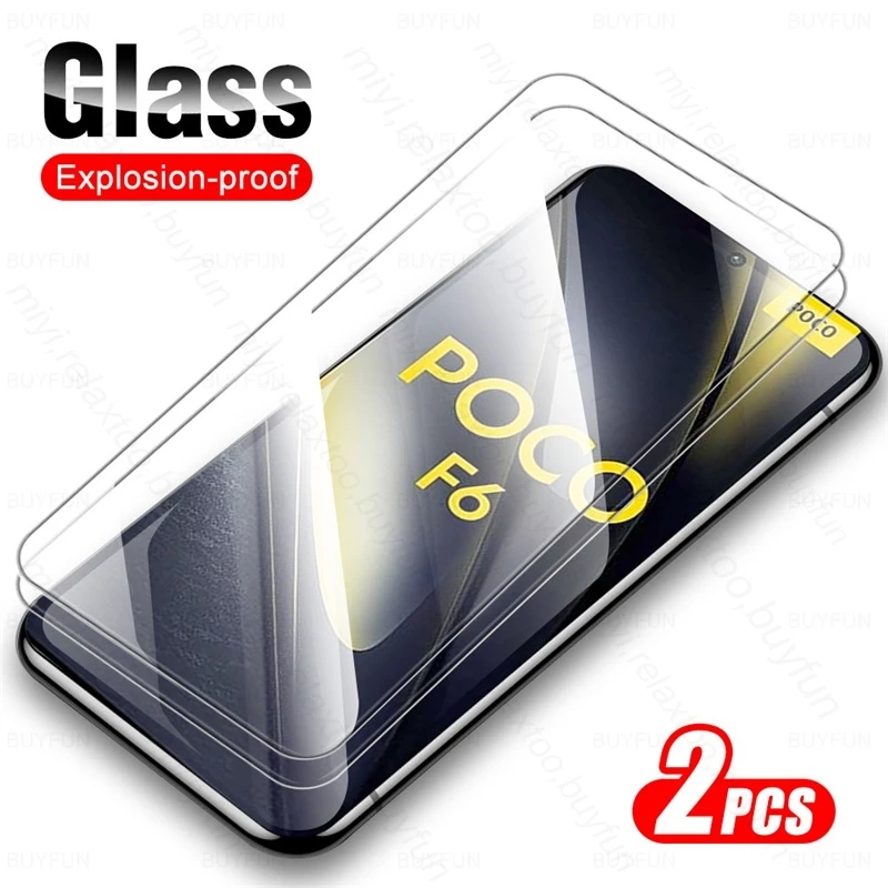 Pocof6 5G Glass 2Pcs Full Cover Screen Protector Tempered Glass For Poco F6 5G Protective Glass Pocof6pro Poko Little F6pro F 6