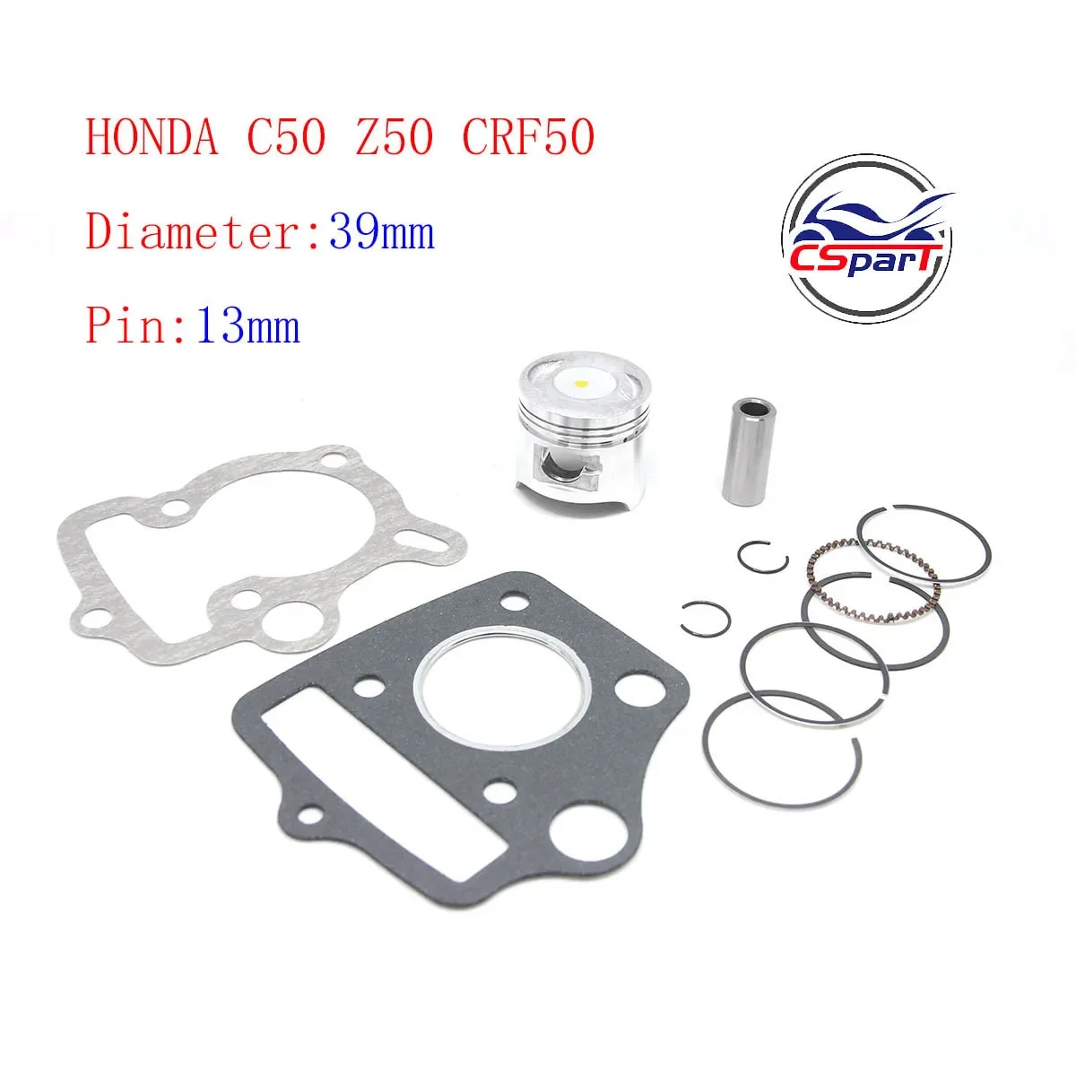 39MM 13MM PISTON GASKET RING KIT For HONDA CRF50 XR50 Z50 CRF XR Z 50 50CC DIRT BIKE TRAIL