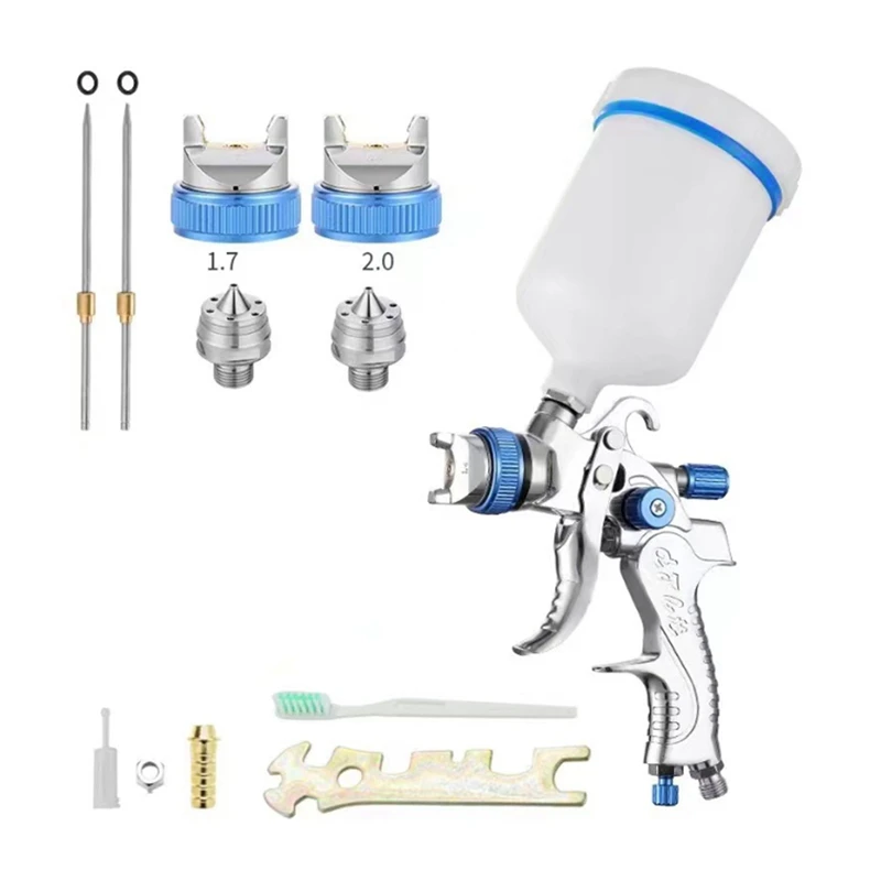 Hvlp Paint Spray Set 1.4Mm 1.7Mm 2.0Mm Metal Nozzle Cars Painting Furnitures DIY Painting Kit Car Auto Repair Tool Blue