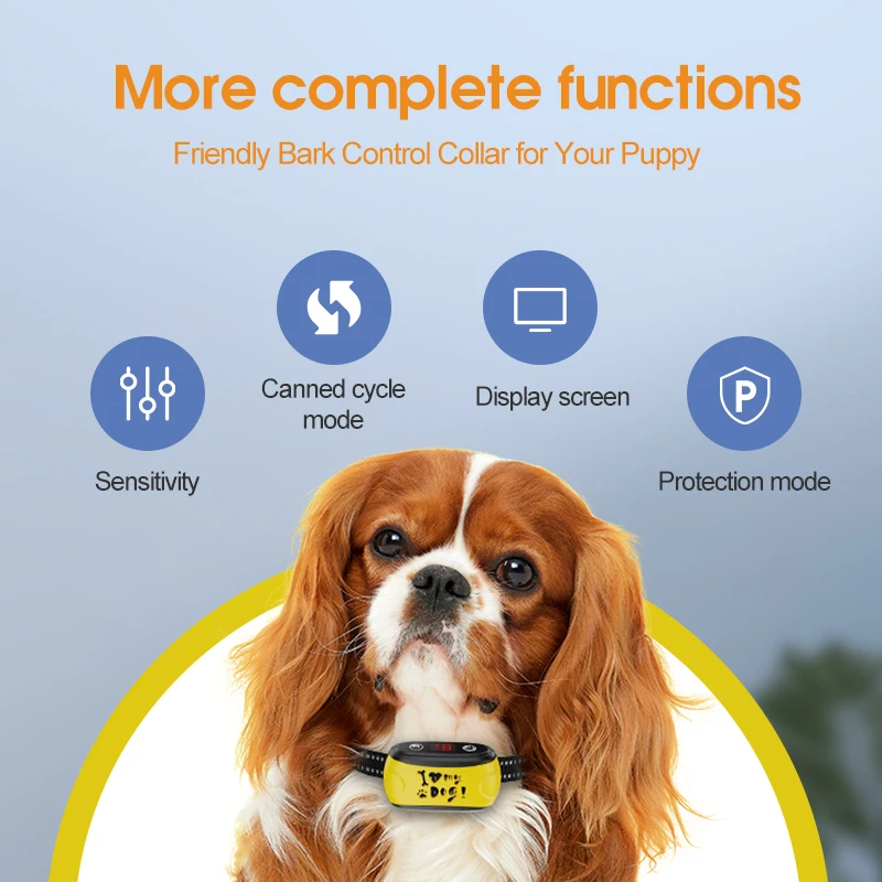 Smart Safety Battery Vibration Smart Bark Deterrent Multiple Fixed/Cyclic Vibration Stop Barking Dog Collar