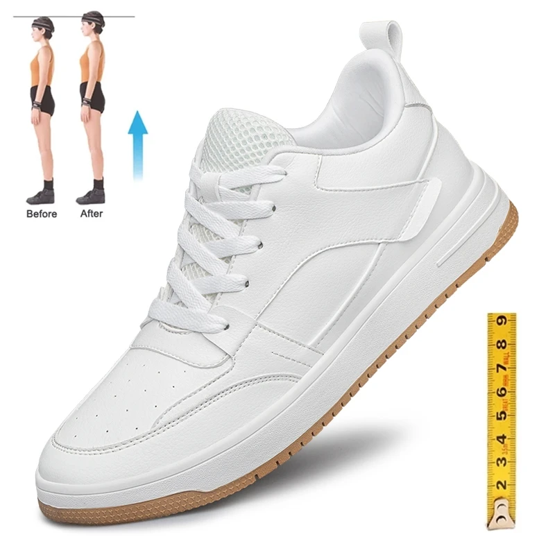 Cowhide Elevator Shoes Men Height Increase Shoes Man Lift Sneakers Heightening Fashion Sport Casual Shoes Insole 6cm Tall Shoes