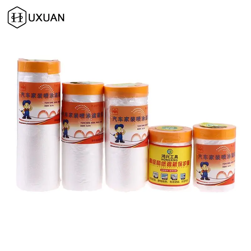 

Oil Painting Masking Film Tape Furniture Car Protect Cover Plastic Film Barrier Paint Block Overspray Protective Sheeting