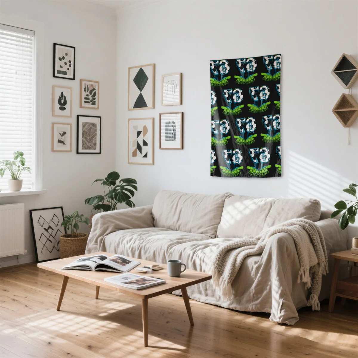Repeating 67 socr with gloves Digital printing polyester wall tapestry suitable for use living rooms bedrooms offices bars party