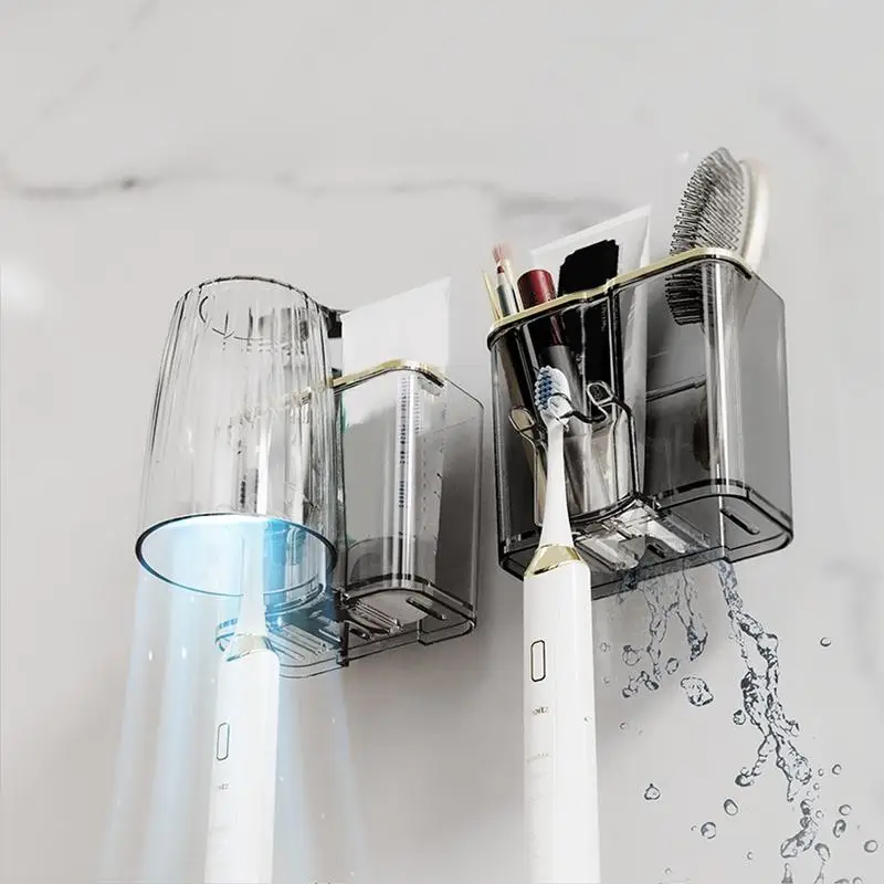 Toothbrush Holder Toothpaste Hook Keeper Family Tooth Brush Storage Bathroom Accessories Set Wall Mount Rack Container