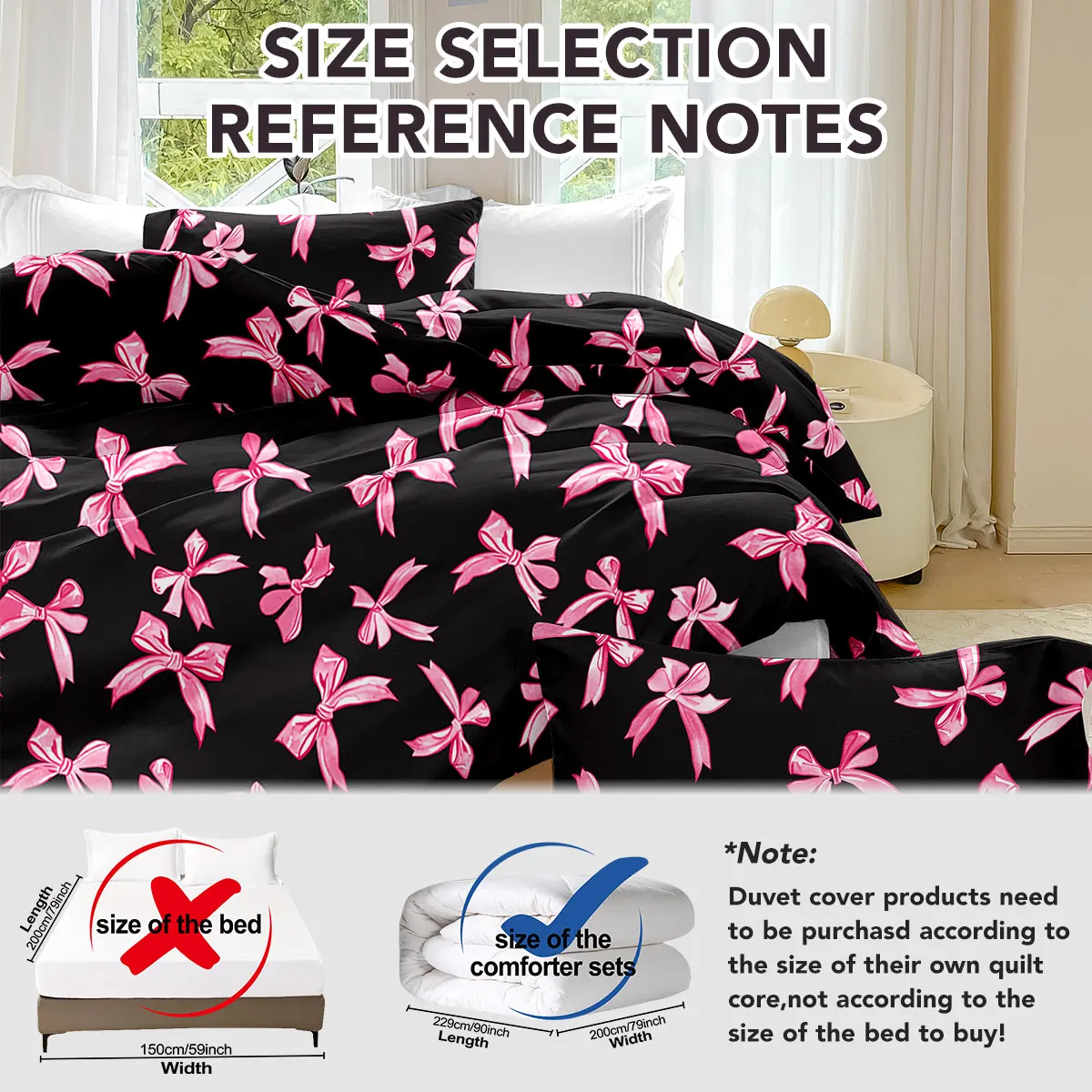 3pcs/set Plaid Bow Print Duvet Cover Set(1 Duvet Cover & 2 Pillowcase)Soft And Skin-Friendly Duvet Cover Bedding Set - Image 2