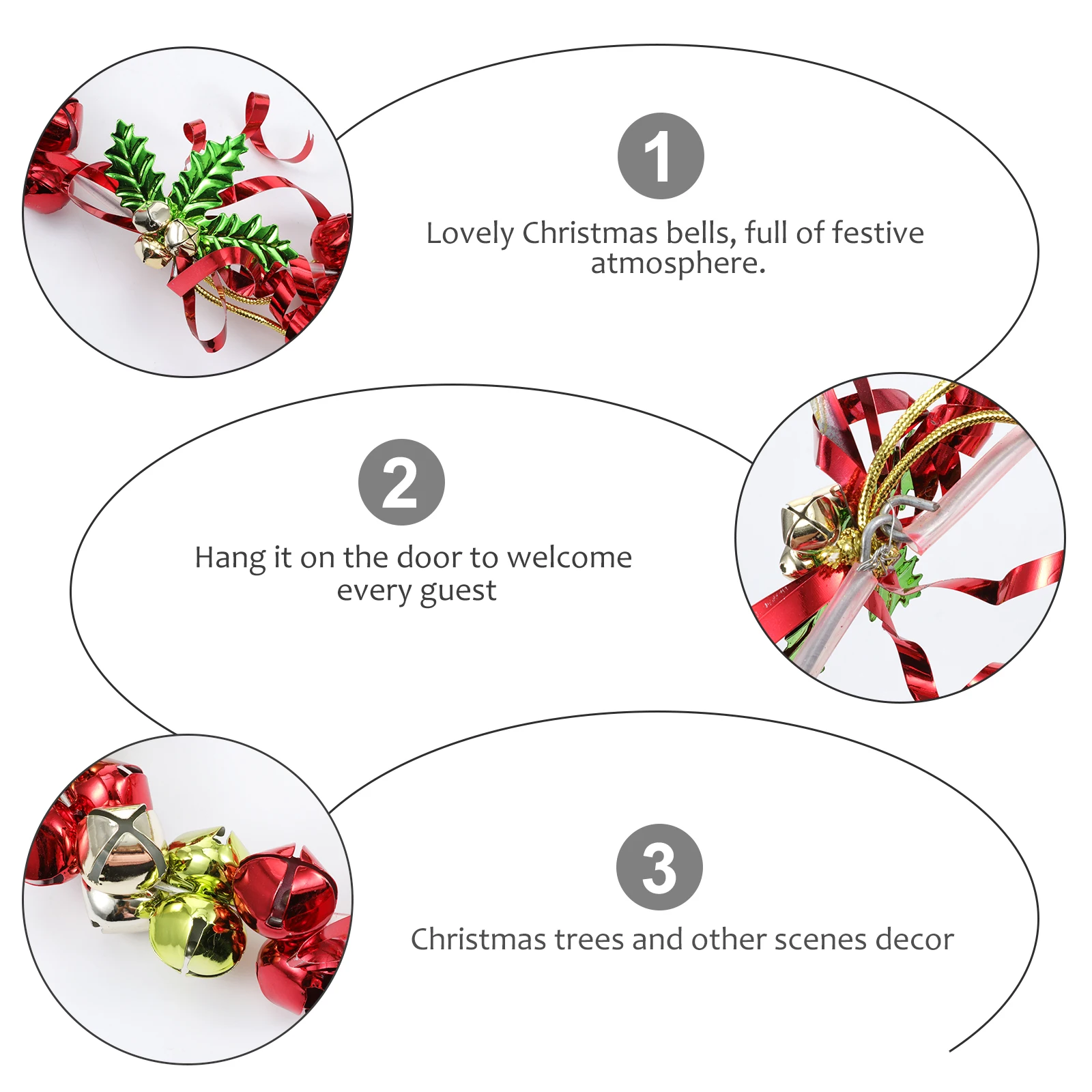 

Recyclable Metal Christmas Bell Wreath Festive Door Hanging Decor for Home and Shop 1Pc