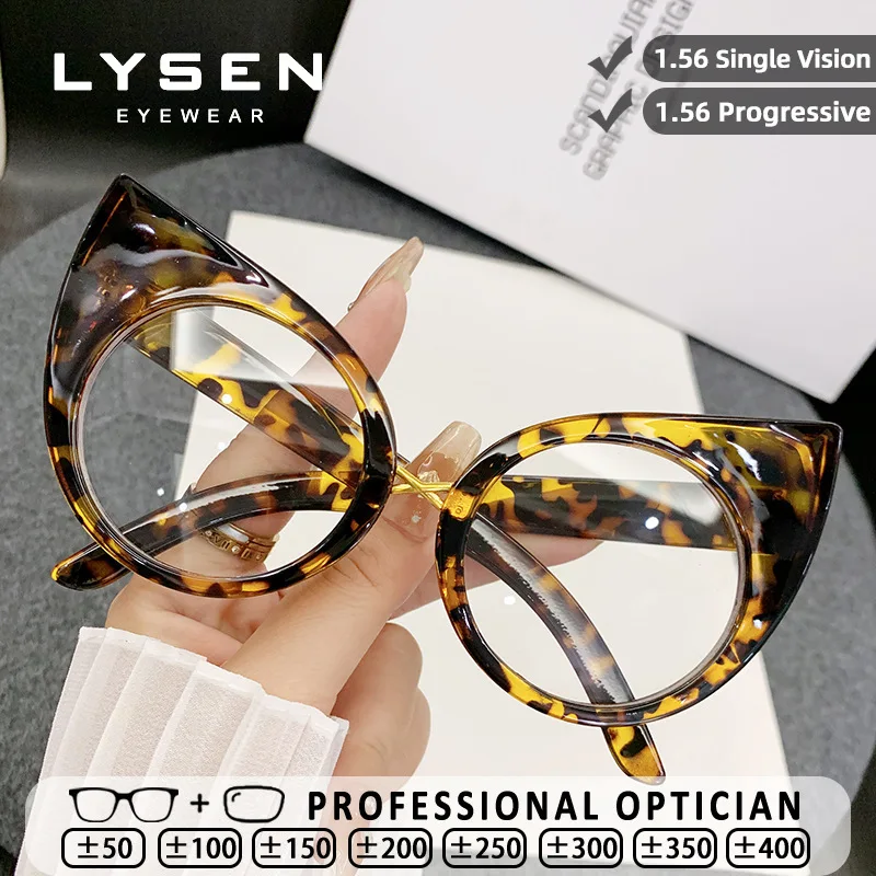 

LYSEN персонализированные очки для чтения «кошачий глаз» с защитой от синего света, женские высококачественные антибликовые очки для близорукости по рецепту