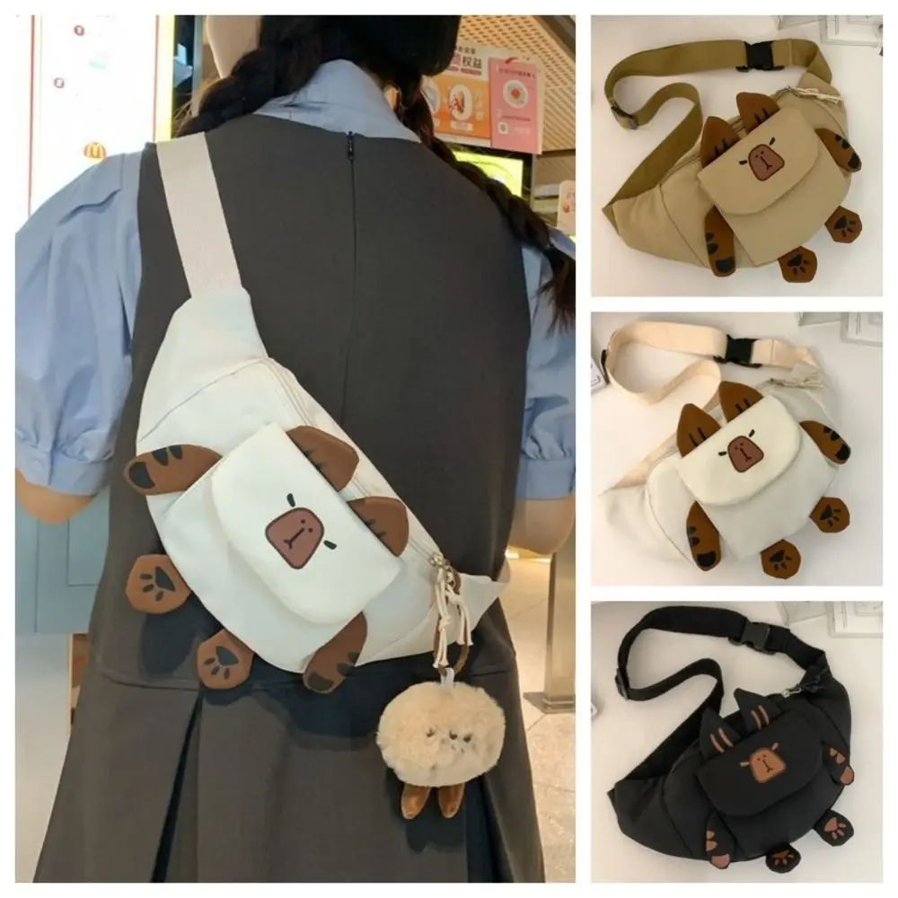 Casual Sling Bag Capybara Chest Bag Phone Pack PU Leather Kapibara Fanny Pack Cute Crossbody Capibara Waist Packs Cycling Bag