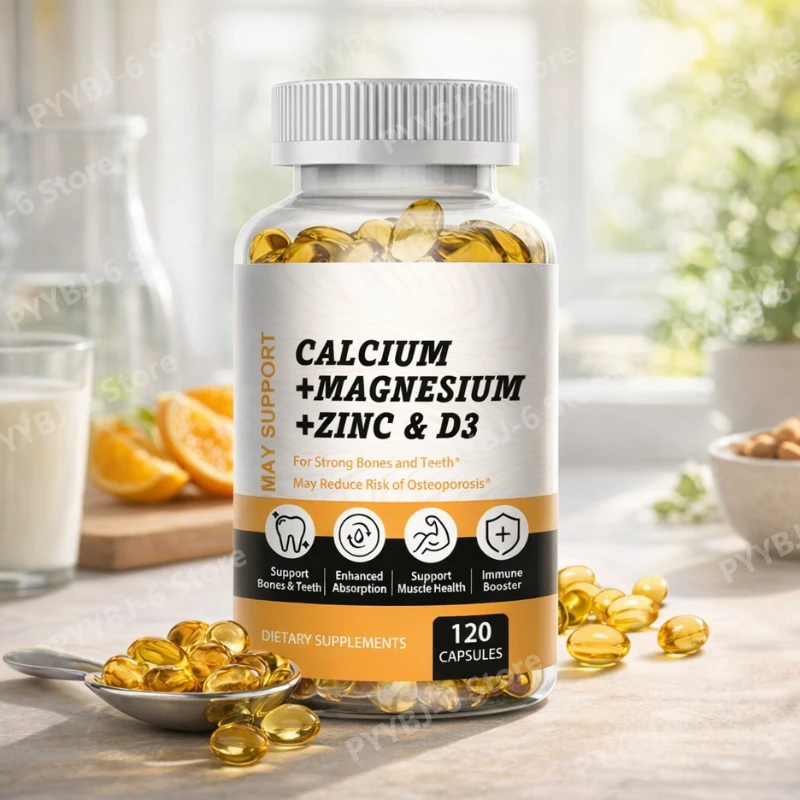 

Calcium Magnesium Zinc with Vitamin D3Supplement Bone Support Mineral Complex Immune Function Muscle Health Non GMO 120Capsules