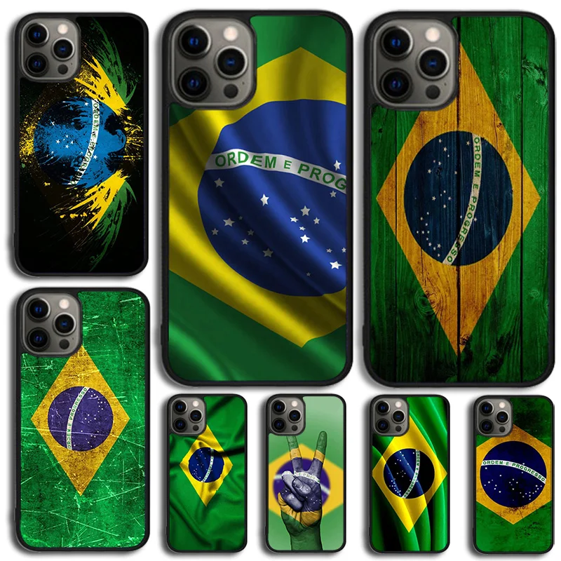 Brasilien Brasilianische Flagge Telefon Fall Für iPhone 14 15 16 13 12 Mini Max Abdeckung Für Apple iPhone 11 Pro max 6 8 7 Plus SE2020 Coque
